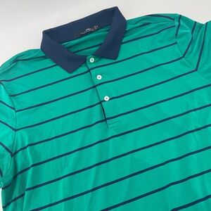 RLX Ralph Lauren Men's Golf Polo Shirt XL Green Navy Stripe Performance